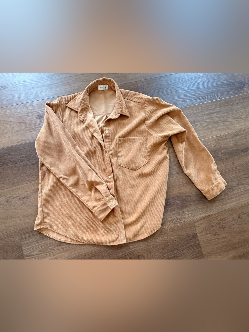Space 46 Corduroy Long-Sleeve Shirt in Tan Size M